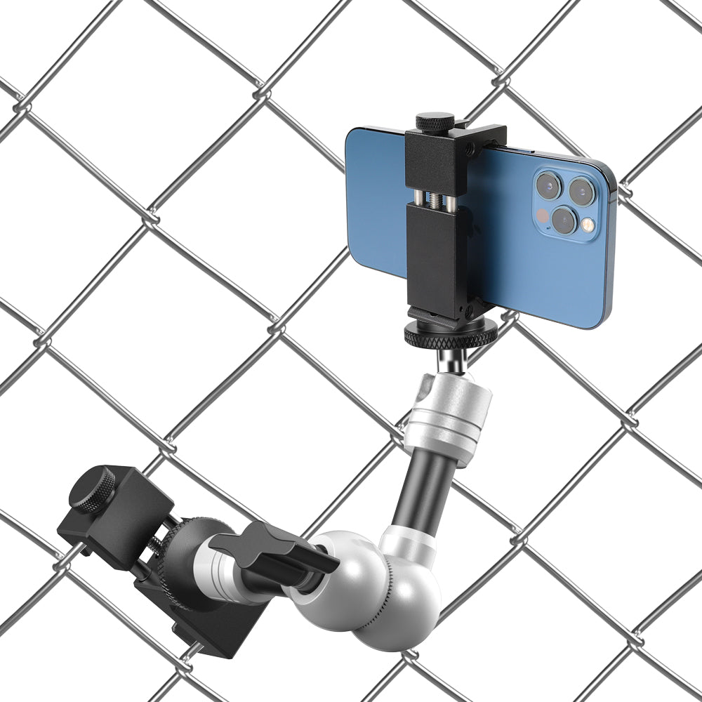 Versatile phone fence mount for outdoors