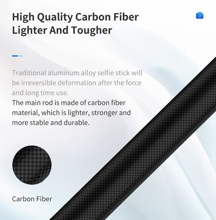 1.16 Meter Carbon Fibre Selfie Stick for Osmo Action 5 Pro / Osmo Action 4 3 2 1