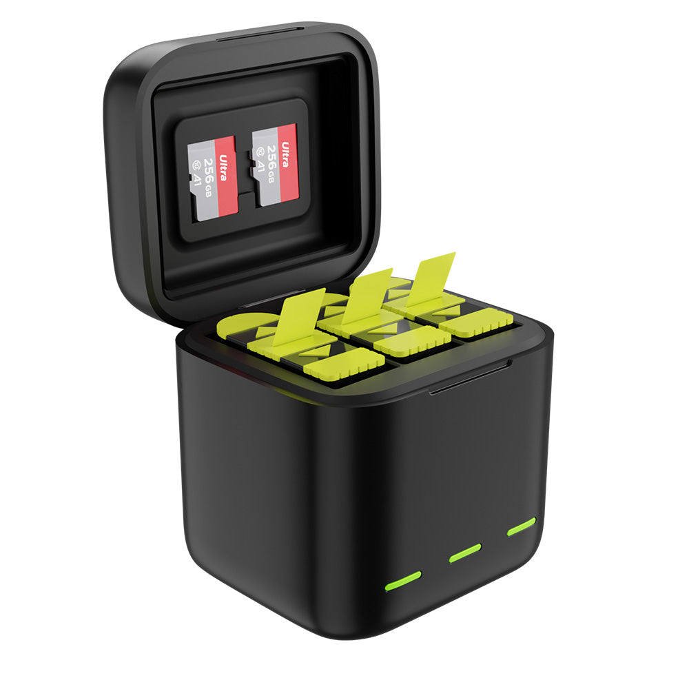 3 Slots LED Storage Charger Box for GoPro Hero 9/10/11/12 Batteries