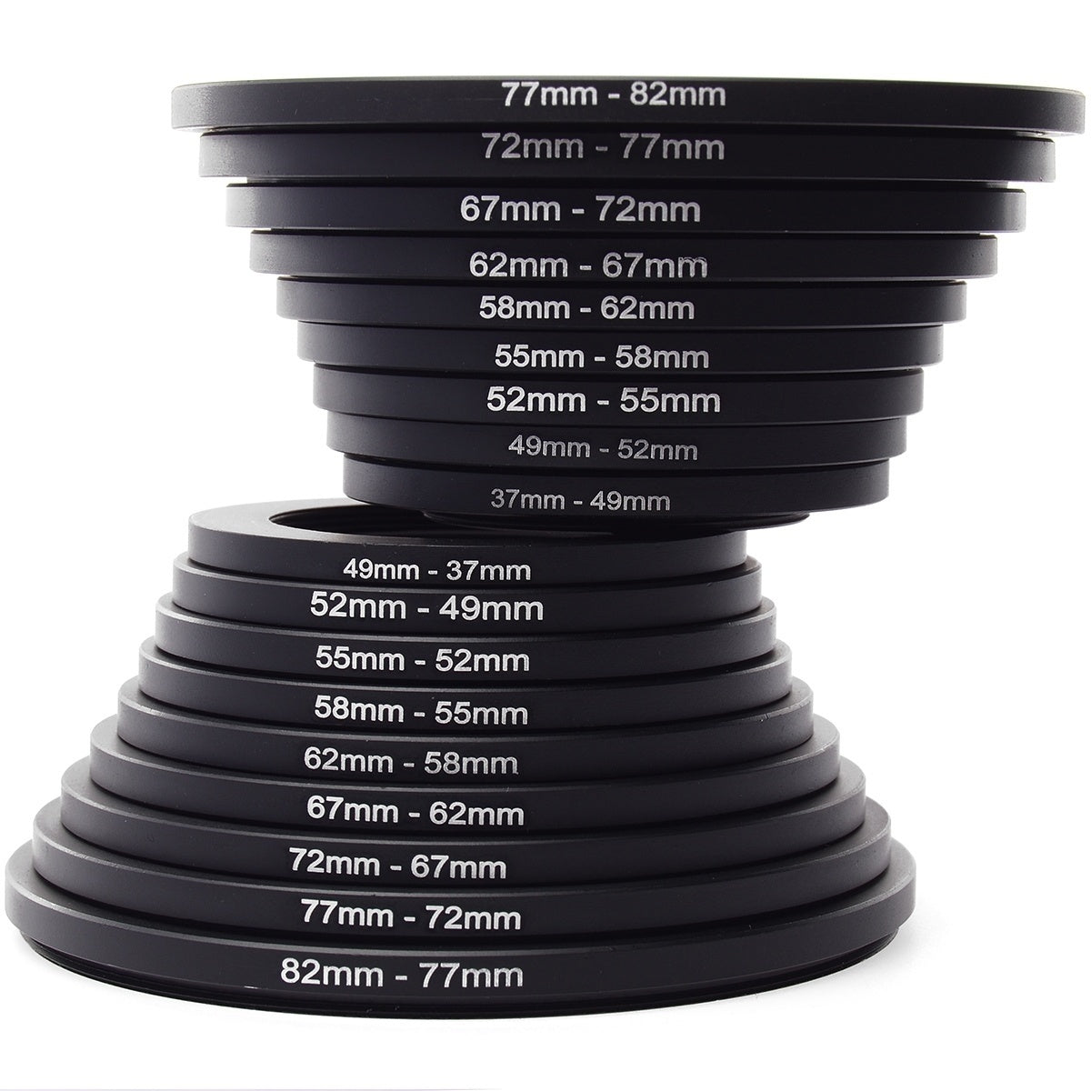 18pcs Step Up Down Lens Filter Stepping Adapter Ring 9x Step Up + 9x Step Down 37 49 52 55 58 62 67 72 77 82mm for Nikon Canon Sony DSLR Camera Lens
