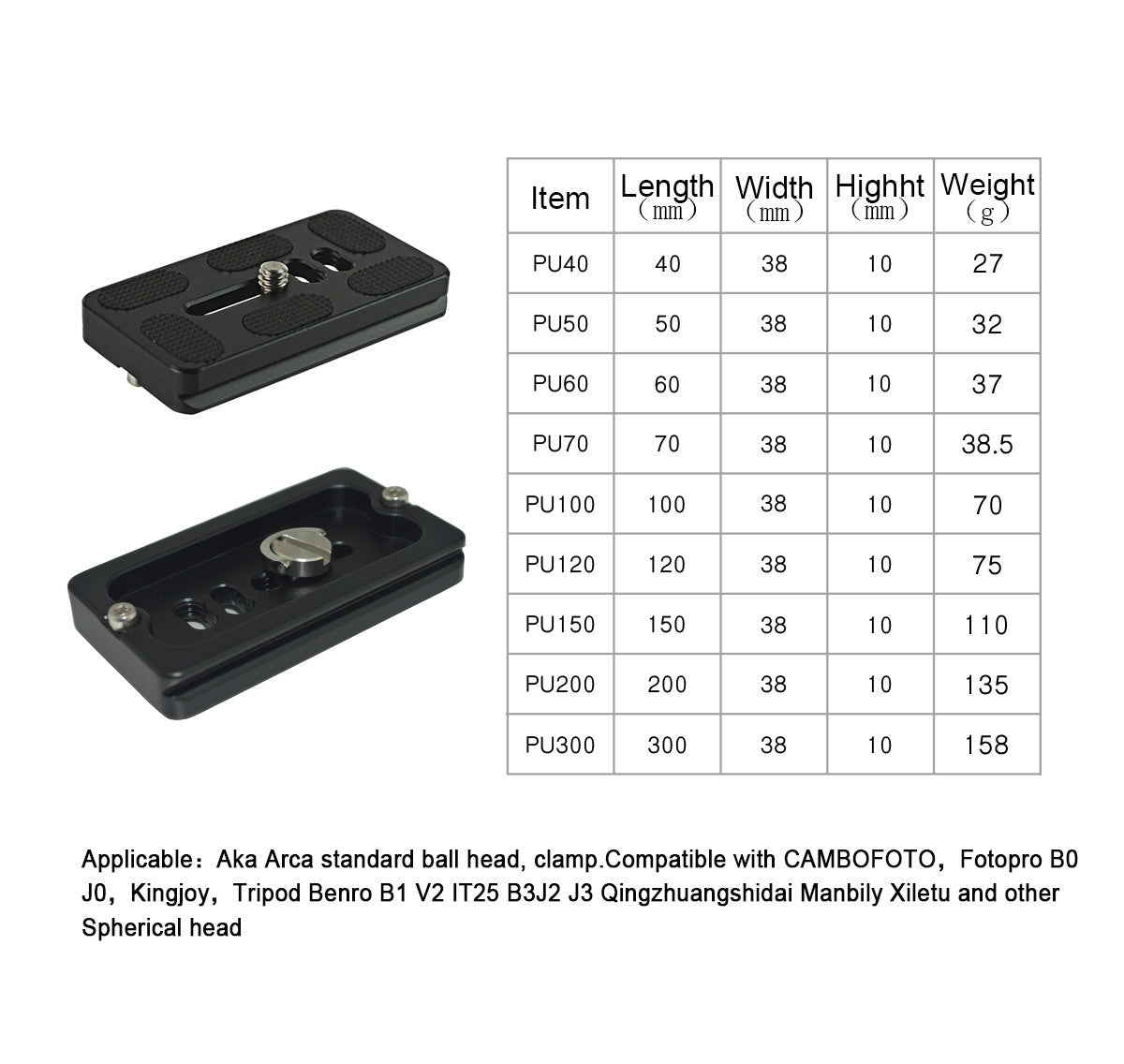 Dslr Camera Plate Tripod Plate Quick Release Adapter Base Plate Camera Mount Plate for Arca Swiss Camera Benro Ball Head Tripod