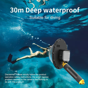 6'' Dome Port 30M Waterproof Housing Case With Floating Handle Trigger For Gopro Hero 9/10/11/12 Black Underwater Cover