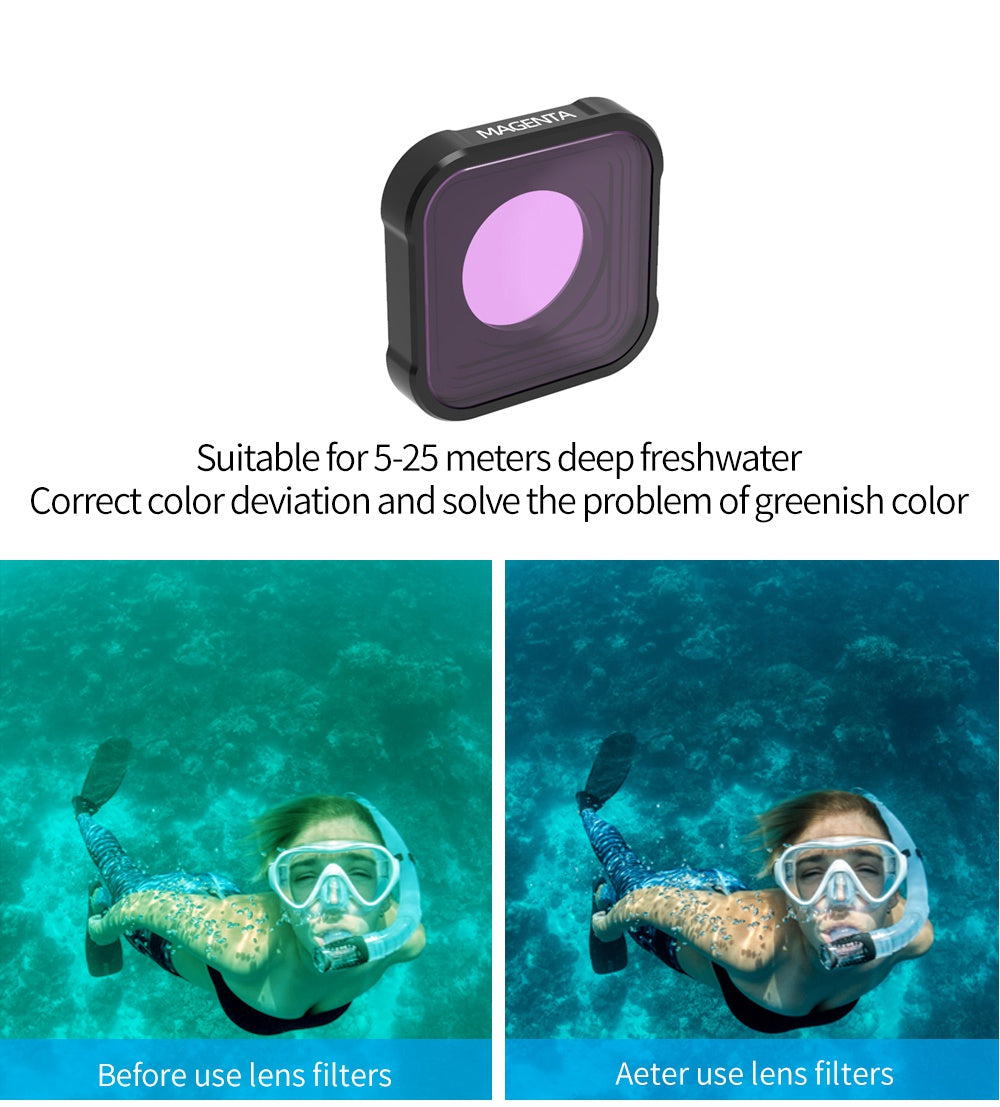 Diving Red / Pink / Magenta Filters for GoPro Hero 9/10/11/12 Black