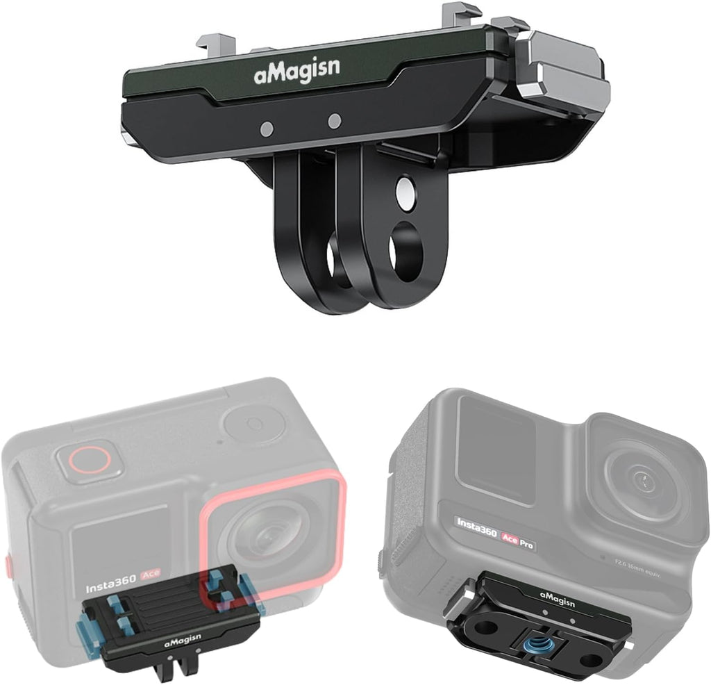 for Insta360 Ace Pro Quick Release Mount, Snap-On Magnetic 2 Prong Mount and 1/4 Thread Mount for Insta360 Ace Pro / Insta360 Ace