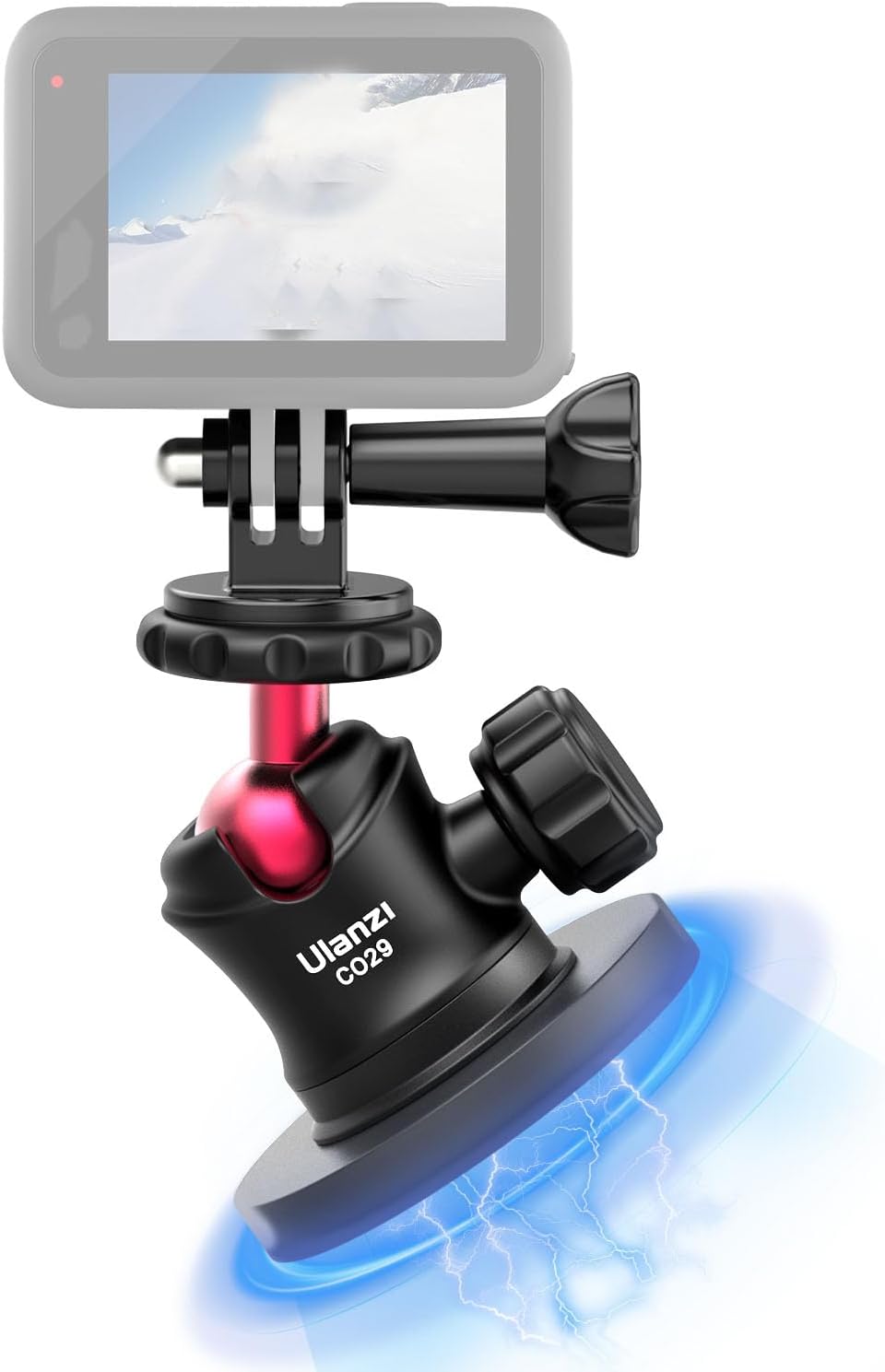 Ulanzi Magnetic Camera Mount for Action Camera, Strong Magnetic Mount with 360° Rotation Ball Head and Built-in 6 Magnets, Compatible with Hero 13/12/11/10/9/8/7/6, DJI OSMO Action, Insta360