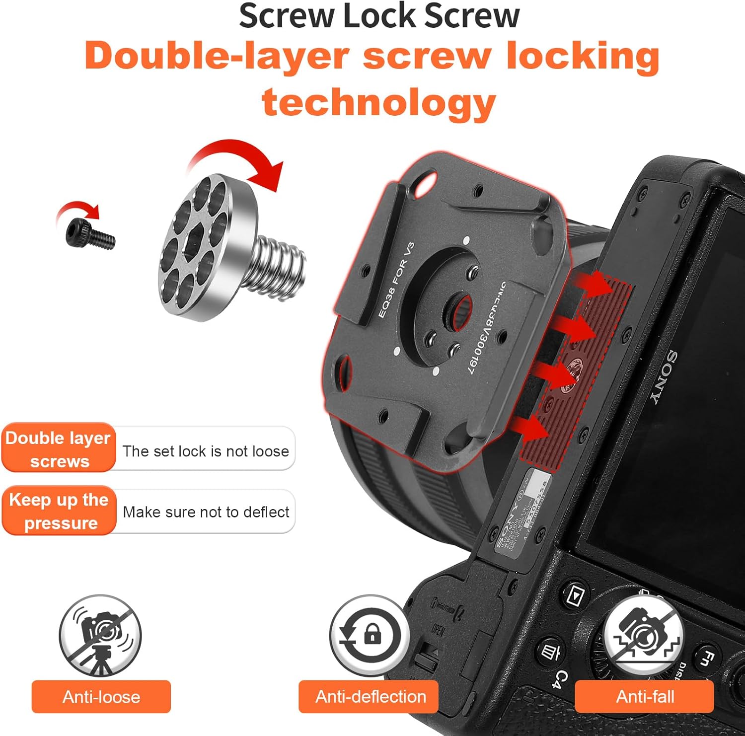 V3 Quick Release Plate, Quick Switch Auto Lock Square QR Mount Plate with Arca Type Clamp Base, Compatible with Peak Design Capture V3 Camera Clip