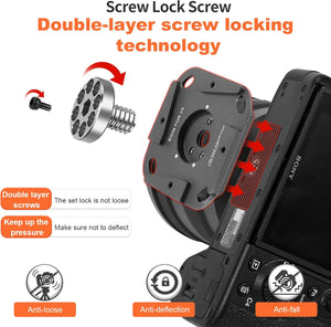 V3 Quick Release Plate, Quick Switch Auto Lock Square QR Mount Plate with Arca Type Clamp Base, Compatible with Peak Design Capture V3 Camera Clip