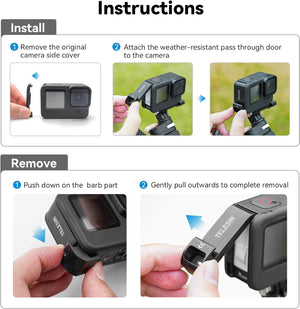 Upgraded Battery Cover Door for GoPro 12 11 10 9, Water Snow Resistant Protective Case Charger Type-C Charging Mount for Go Pro Hero 12 Hero 11 Hero 10 Hero 9 Black Camera Accessories