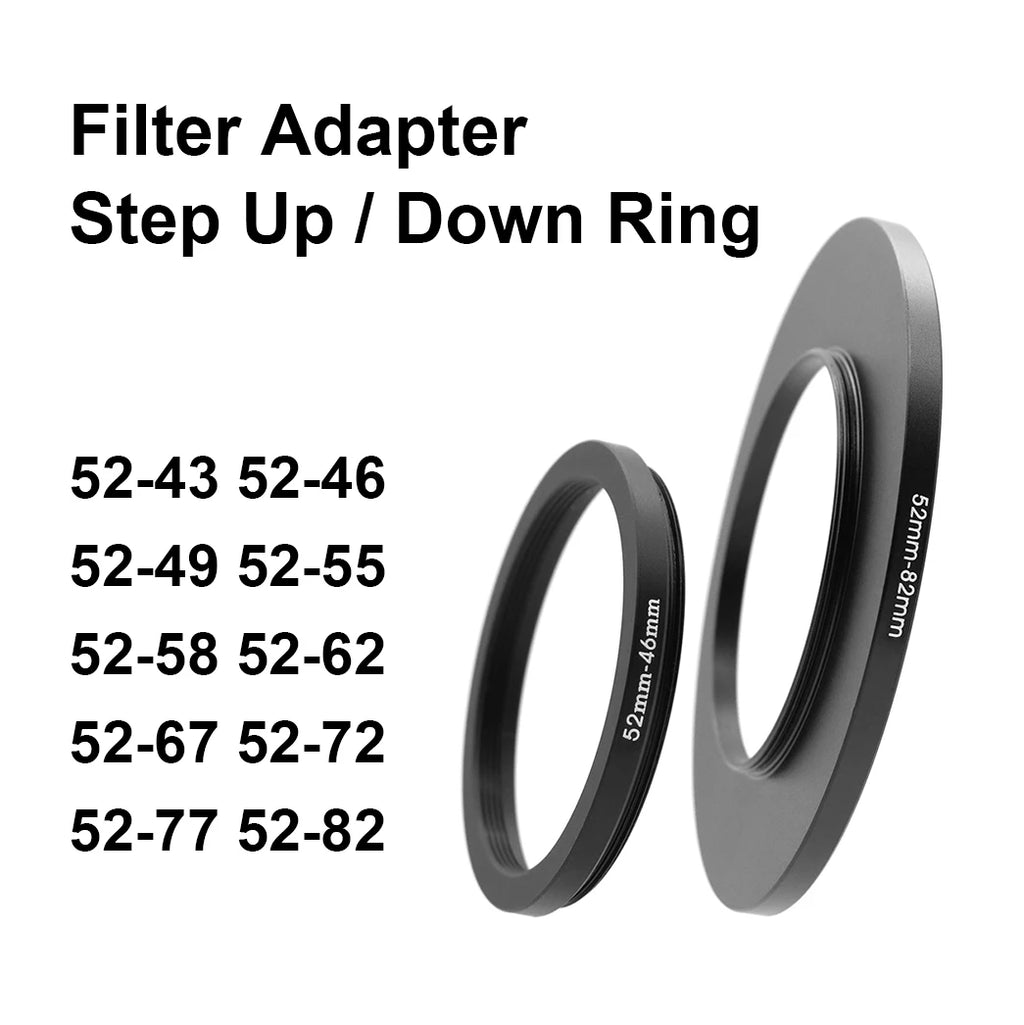 Camera Lens Filter Adapter Ring Step Up / Down Ring Metal 52 mm - 43 46 49 55 58 62 67 72 77 82 mm for UV ND CPL Lens Hood etc.