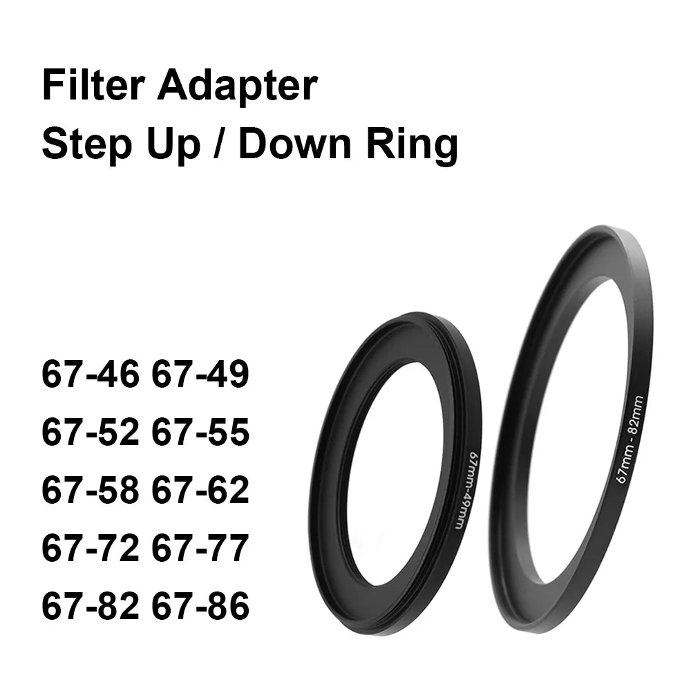 Camera Lens Filter Adapter Ring Step Up / Down Ring Metal 67mm - 46 49 52 55 58 62 72 77 82 86mm for UV ND CPL Lens Hood etc.