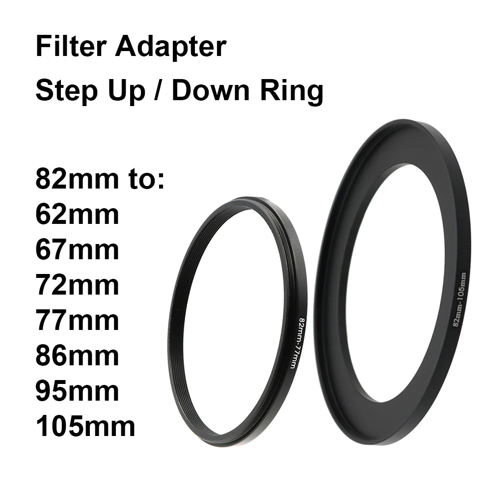 Camera Lens Filter Adapter Ring Step Up / Down Ring Metal 82 mm - 62 67 72 77 86 95 105 mm for UV ND CPL Lens Hood etc.