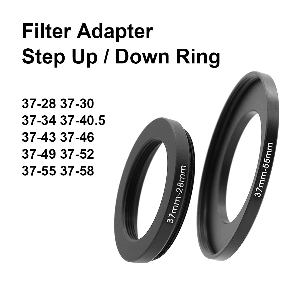 Camera lens Filter Adapter Ring Step Up / Down Ring Metal 37mm - 28 30 34 40.5 43 46 49 52 55 58mm for UV ND CPL Lens Hood etc.
