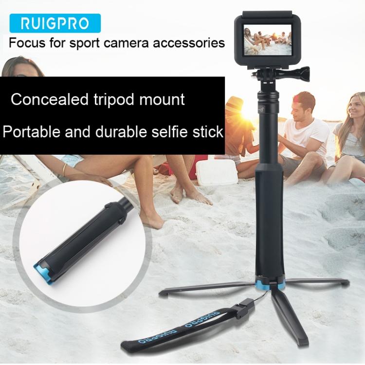 Portable Foldable Tripod Holder Selfie Monopod Stick for GoPro, Insta360, DJI and Other Action Cameras, Length: 23.5-81cm, RUIGPRO