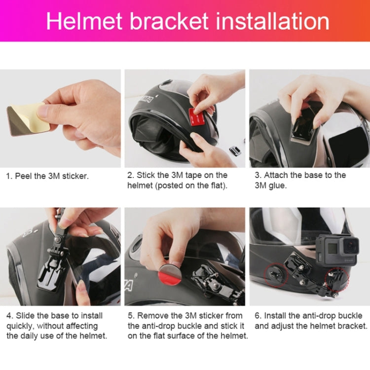 Cycling Helmet Adhesive Multi-Joint Arm Fixed Mount Set with J-Hook Buckle Mount & Adapter & Screw for GoPro, Insta360, DJI and Other Action Cameras, Cycling Helmet Kit with Adapter