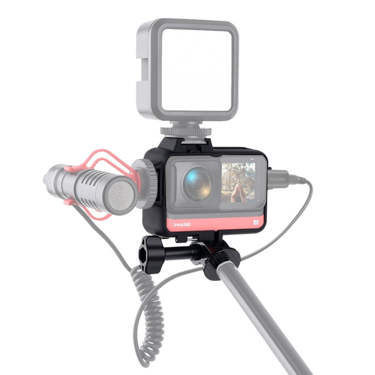 Plastic Frame Mount Protective Case Cage with Tripod Base Adapter & Long Screw & Cold Shoe Base for Insta360 One R