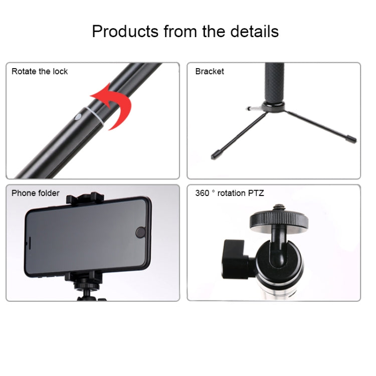 30-93cm Grip Foldable Tripod Holder Multi-functional Selfie Stick Monopod for GoPro, Insta360, DJI and Other Action Cameras, Phones, Length: 30-93cm