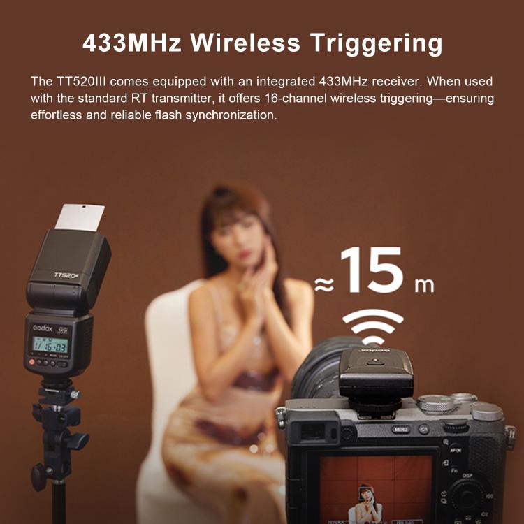 Godox TT520III 433MHz Wireless Triggering Camera Flash Speedlite Light