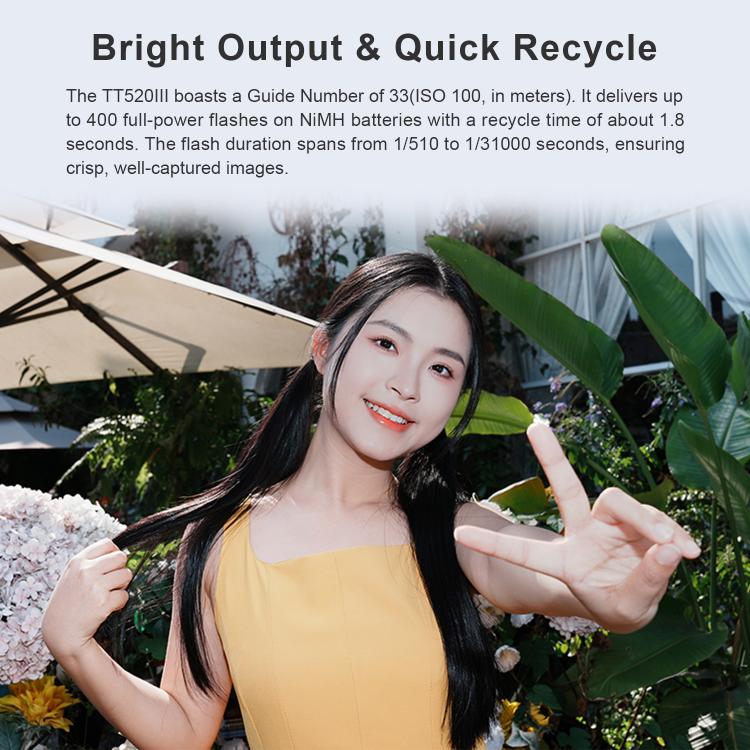 Godox TT520III 433MHz Wireless Triggering Camera Flash Speedlite Light