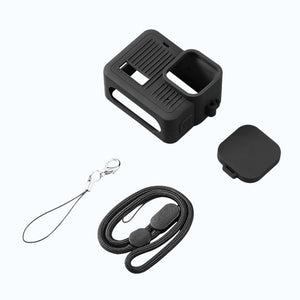 For GoPro HERO 2024 Silicone Protective Case with Wrist Strap & Lens Cover, Silicone Case