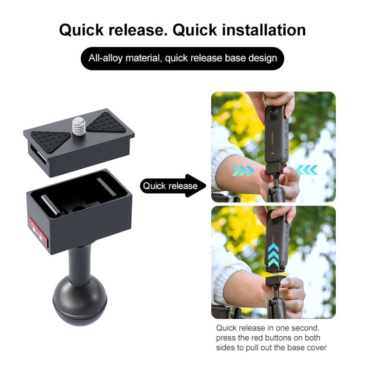 Metal Quick Release Base Adapter for GoPro, Insta360, DJI and Other Action Cameras, Quick Release Base