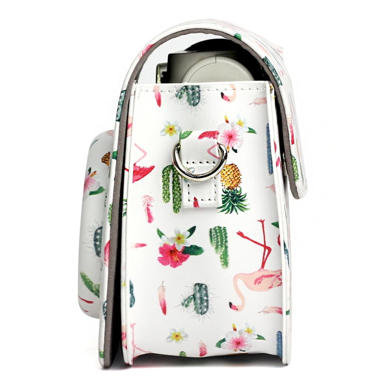 instax mini backpack Flamingo Cactus Pattern PU Leather Protective Camera Case Bag For FUJI – QKOO