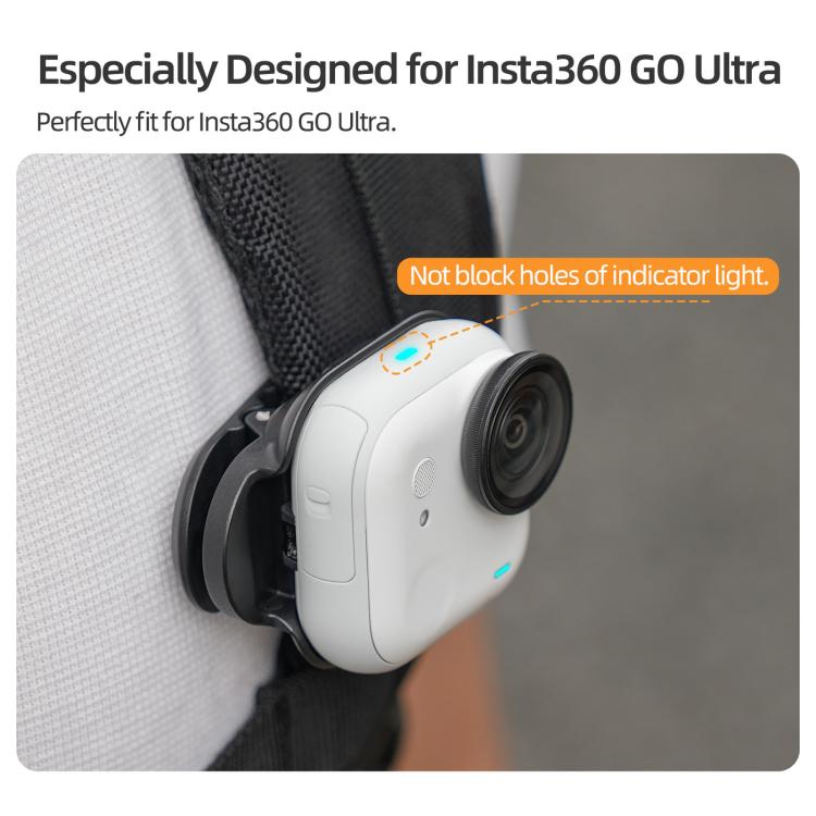 For Insta360 GO Ultra Sunnylife Magnetic Backpack Clip Action Camera Clamp Vertical-Horizontal Mount