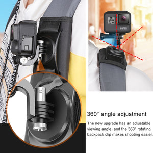 Hook and Loop Fastener Backpack Rec-Mounts Clip Clamp Mount with Screw for GoPro, Insta360, DJI and Other Action Cameras