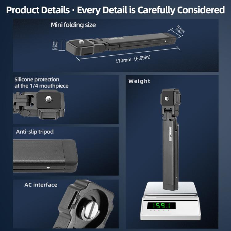 STARTRC Pocket-Size Foldable Magnetic Tripod for GoPro, DJI, Insta360 Action Cameras, DJI Pocket Series