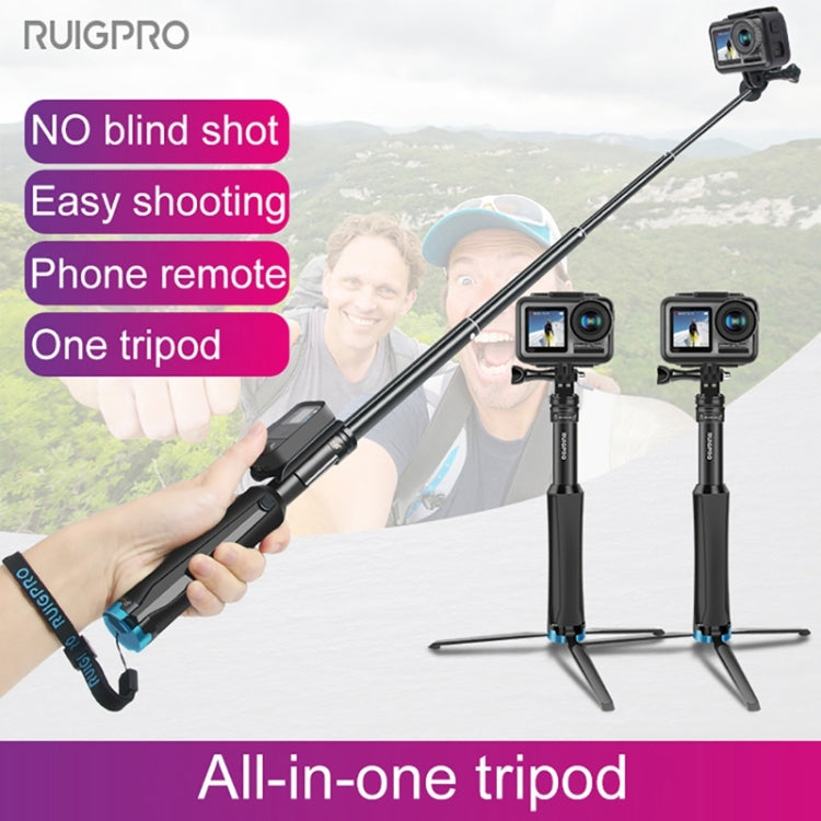 RUIGPRO One-piece Handheld Tripod Selfie Stick Telescopic Monopod Mount for GoPro, Insta360, DJI and Other Action Cameras