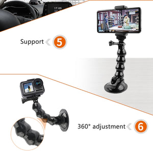 Suction Cup Jaws Flex Clamp Mount for GoPro, Insta360, DJI and Other Action Cameras, Jaws Flex Clamp