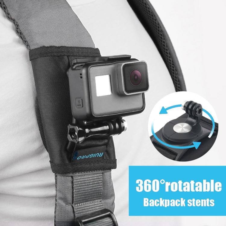 RUIGPRO Hook and Loop Fastener Backpack Rec-Mounts Clip Clamp Mount with Screw for GoPro, Insta360, DJI and Other Action Cameras, Hook and Loop Fastener Clip