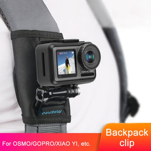 RUIGPRO Hook and Loop Fastener Backpack Rec-Mounts Clip Clamp Mount with Screw for GoPro, Insta360, DJI and Other Action Cameras, Hook and Loop Fastener Clip