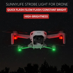 Sunnylife 2-Green + 2-Red Night Strobe LED Light Indicator Light for DJI Mavic 2 / Mini / Mavic Air 2 / FPV, Night Strobe Indicator