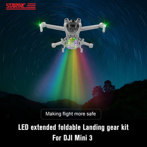 For DJI Mini 3 STARTRC LED Light Folding Anti-fall Heightened Landing Gear Training Rack, LED Light Rack For DJI Mini 3