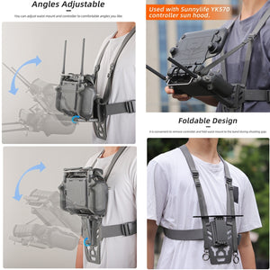 For DJI RC Plus Sunnylife Remote Control Waist Support Bracket Chest Strap, For DJI RC Plus