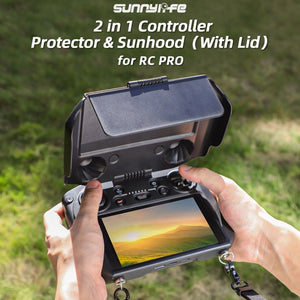 For DJI RC Pro Sunnylife 2 in 1 Controller Protector Sun Hood Screen Guard Monitor Sunshade Cover, For DJI RC Pro