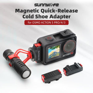 For DJI Osmo Action 5 Pro / 4 / 3 Sunnylife Magnetic Quick-Release Cold Shoe Adapter Action Camera Fill Light Microphone Adapter, AD938