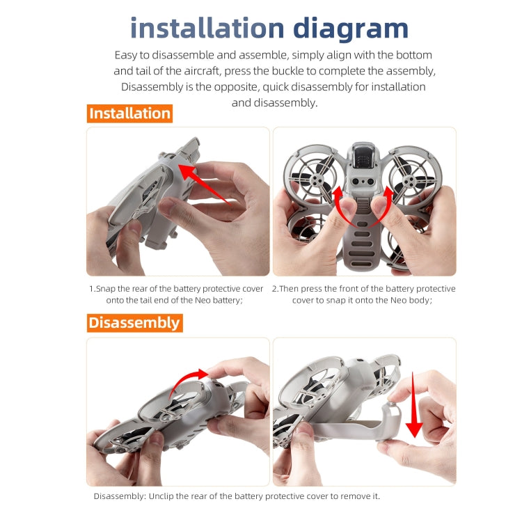 For DJI Neo STARTR Drone Battery Cover Landing Gear Holder, Drone Battery Cover