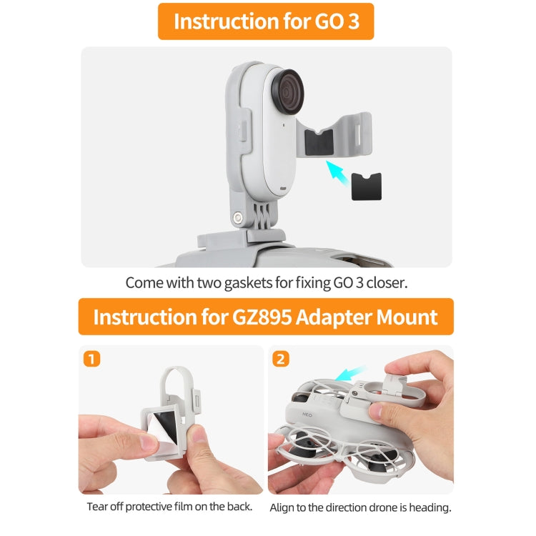 For DJI Neo / Insta360 GO 3S / GO 3 Sunnylife Drone Expansion Mount Action Camera Holder Adapter, For DJI Neo / Insta360 GO 3S / GO 3