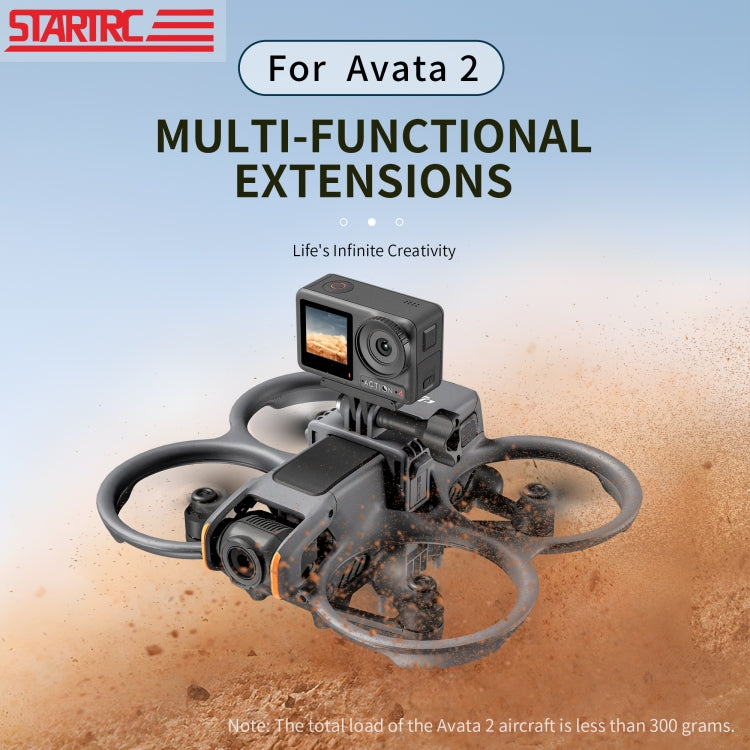 For DJI Avata 2 STARTRC Action Camera Holder Mount Drone Expansion Bracket, For DJI Avata 2 Expansion Bracket