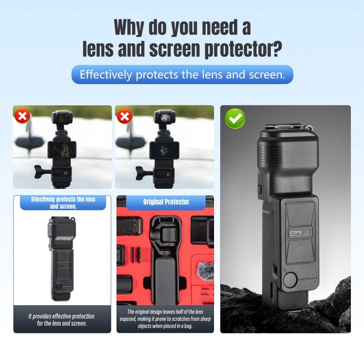 For DJI Osmo Pocket 3 STARTRC Gimbal Protective Cover Camera Lens Protective Case, For DJI Osmo Pocket 3 Short Type V2