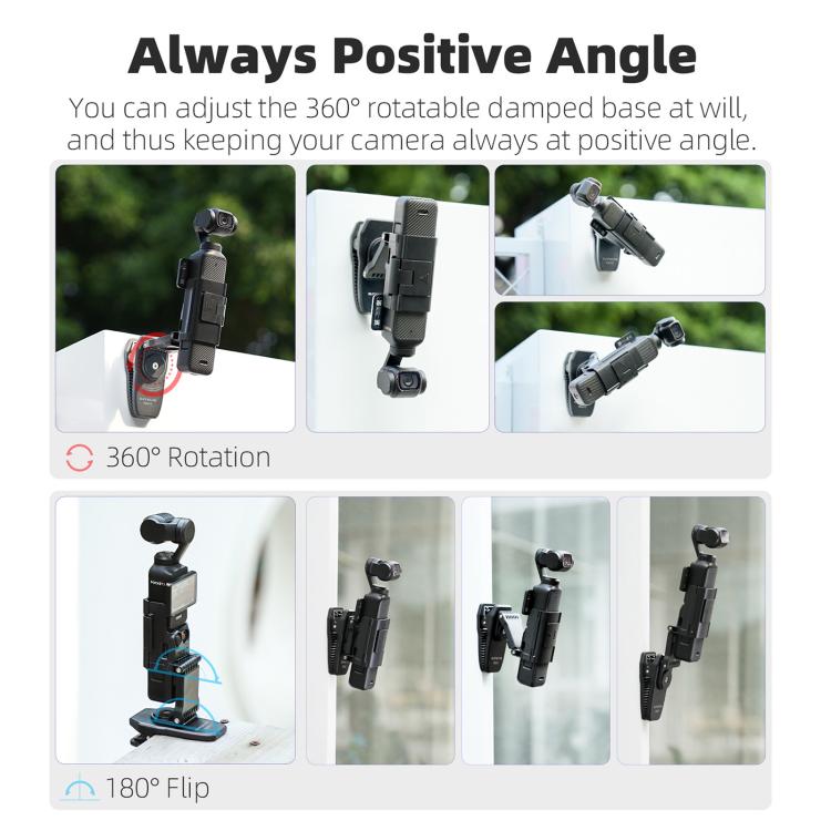 For DJI Osmo Pocket 3 Sunnylife Stretchable Backpack Clip Rotatable Magnetic Mount Action Camera Holder Vlog Mount