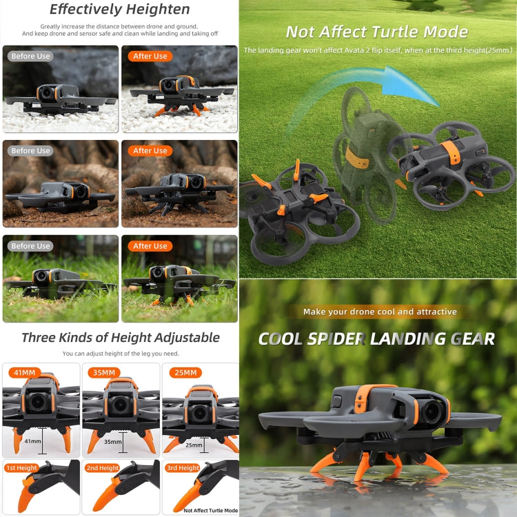 For DJI AVATA 2 Sunnylife LG797 Landing Gear Extensions Heightened Spider Gears Support Leg, Spider Gears(Orange), Spider Gears(Grey)