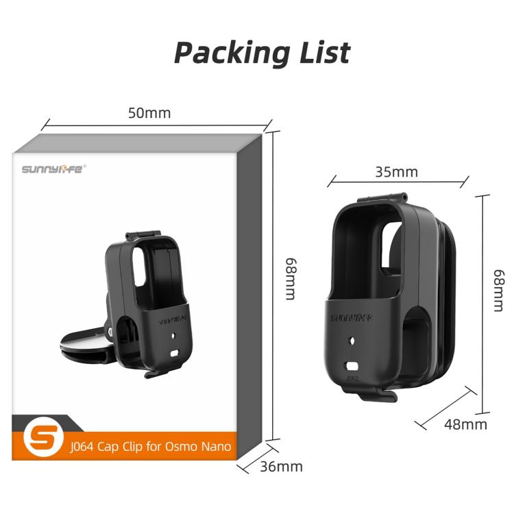 For DJI Osmo Nano Sunnylife Baseball Hat Clip Mount Baseball Cap Clamp Quick Release Mount Camera POV Vlog Holder