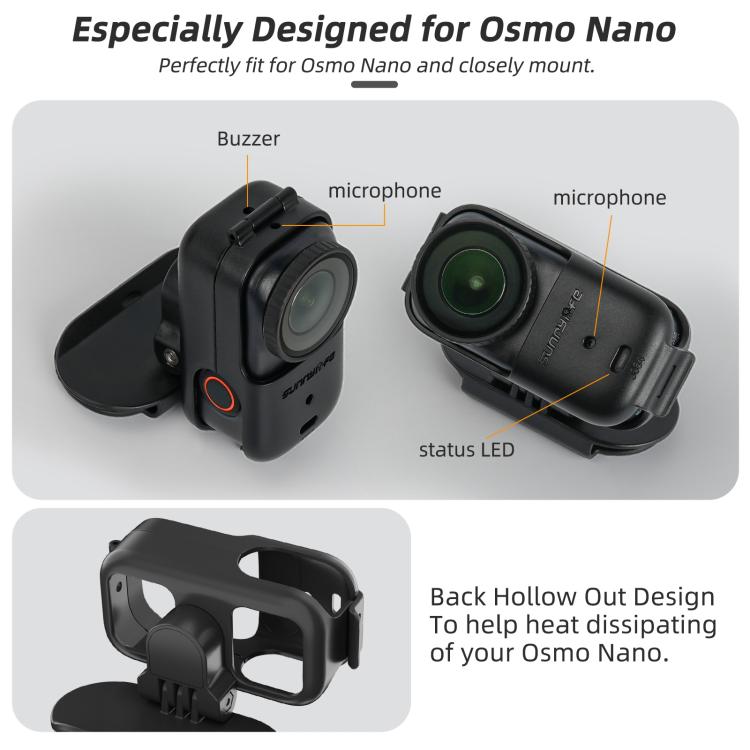 For DJI Osmo Nano Sunnylife Baseball Hat Clip Mount Baseball Cap Clamp Quick Release Mount Camera POV Vlog Holder