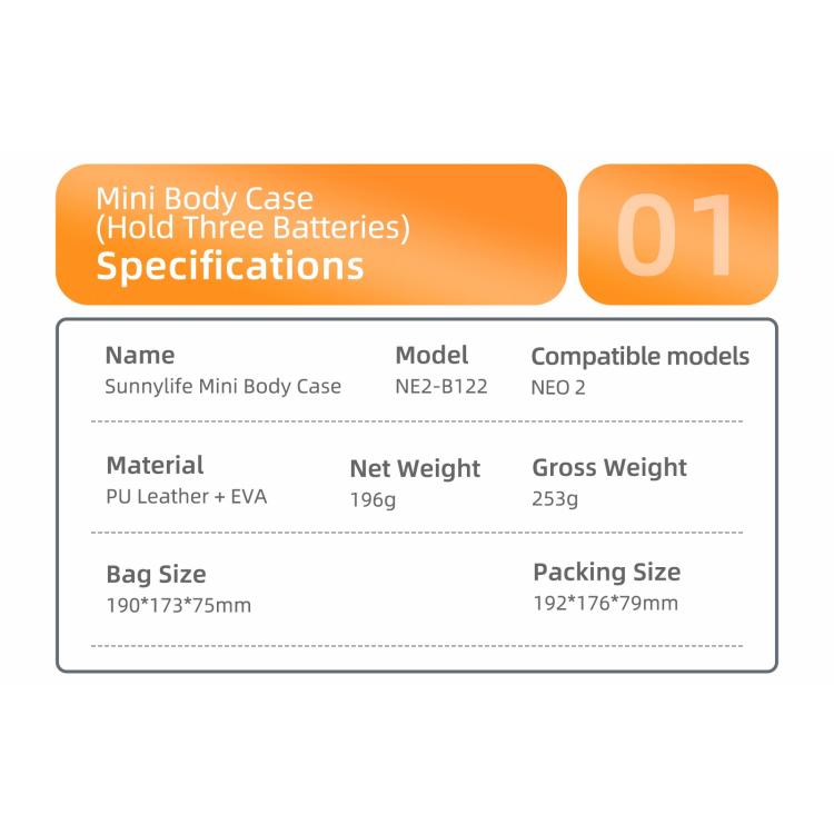 For DJI Neo 2 Sunnylife Portable Carrying Box Body Bag
