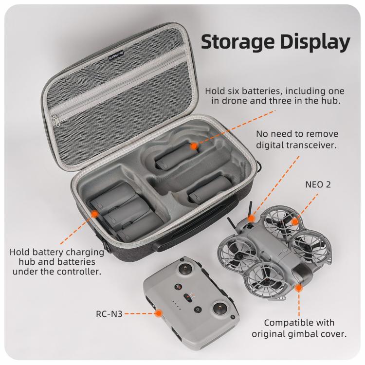 For DJI Neo 2 Sunnylife Portable Carrying Box Shoulder Bag Fly More Combo Bag