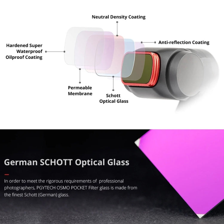 4 PCS PGYTECH P-18C-014 ND/PL Profession Diving Color Lens Filter for DJI Osmo Pocket, P-18C-014