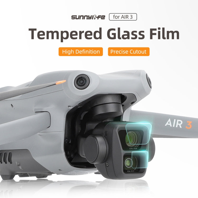 Sunnylife Lens Protector Tempered Glass Combo Protective Films, For DJI Air 3 1 Set, For DJI Air 3 2 Sets