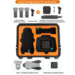 Sunnylife Safety Carrying Case Large Capacity Waterproof Shock-proof Hard Travel Case, For DJI Air 3 Standard Version, For DJI Air 3 Multi-battery Flying Version